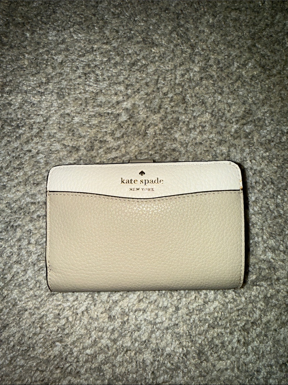 Kate Spade Two-Tone Cream & White Leather Compact Wallet